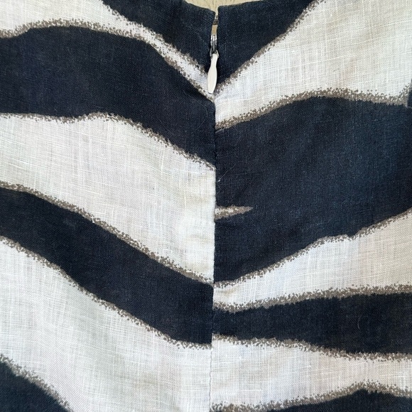 Banana Republic Zebra Print 100% Linen Career Back Zip Dress with Pleats Sz 4 - Picture 9 of 12